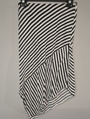 Zara TRF Collection Womens Medium Striped Black White Midi Triangle Skirt Flaws